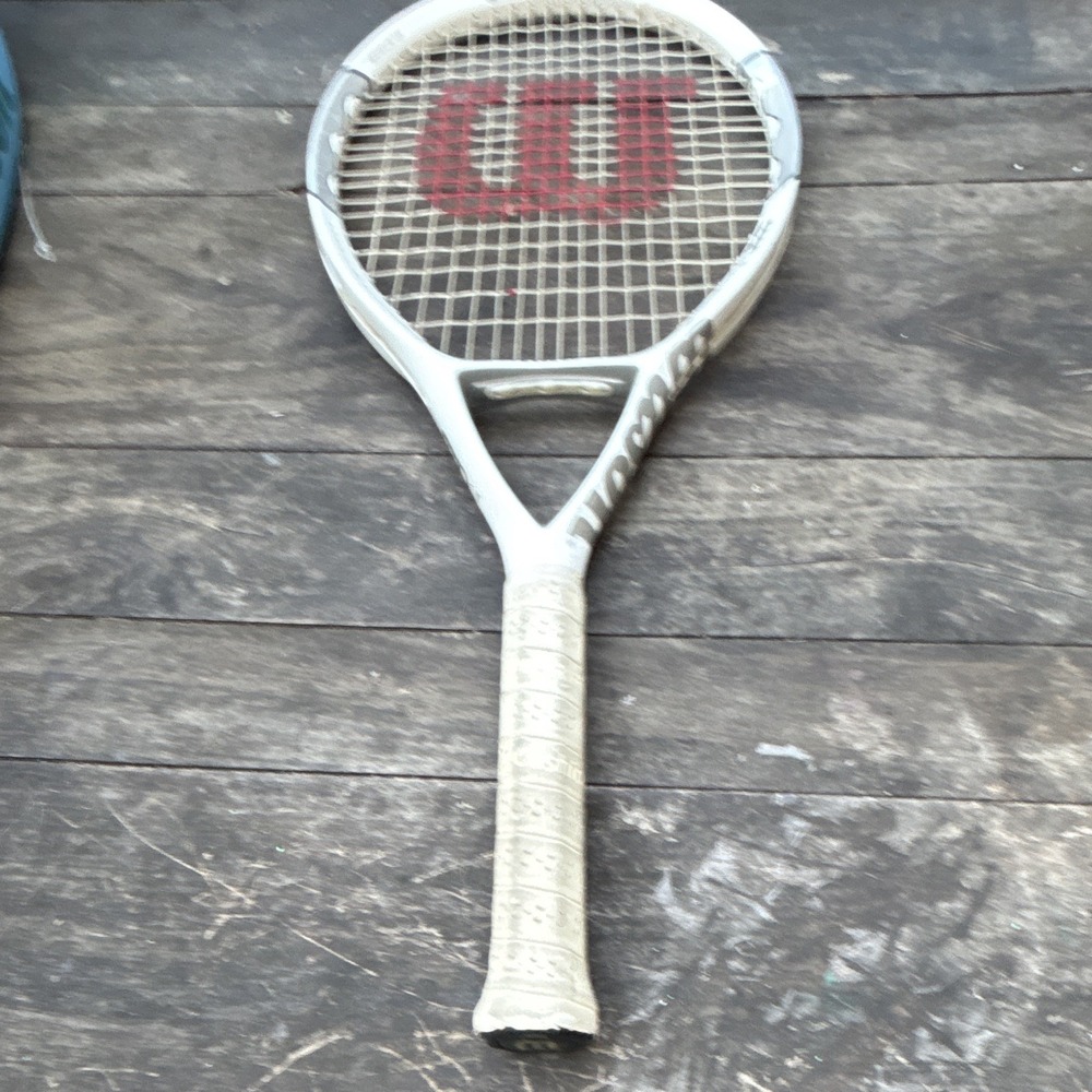 Wilson nCode White/Gray Tennis Racquet with Red "W" Strings - nCode Model